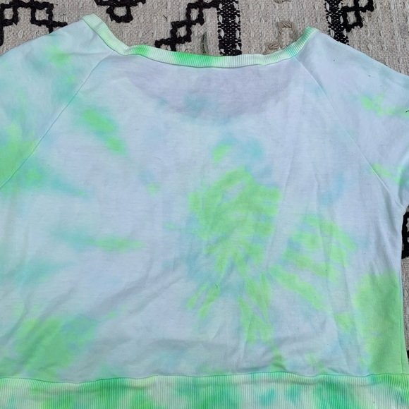 NWT neon green/white tie dye L/S crop sweatshirt - Picture 10 of 16